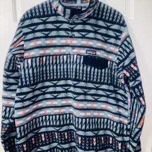 Women’s Size XL Patagonia Synchilla T-Snap Fleece Aztec Kuta Klash Shadow Blue